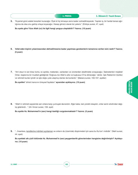 Sınav Yayınları 11. Sınıf Eşit Ağırlık Sözel Tüm Dersler 1. Dönem 2. Yazılı Kitabı