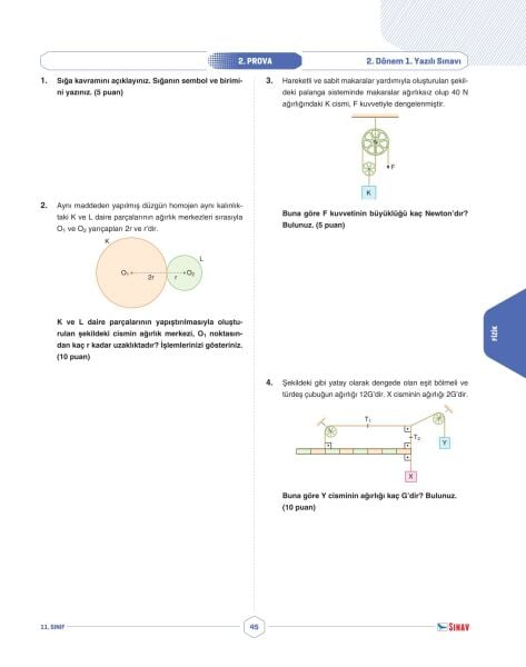 Sınav Yayınları 11. Sınıf Sayısal Tüm Dersler 2. Dönem 1. Yazılı Kitabı