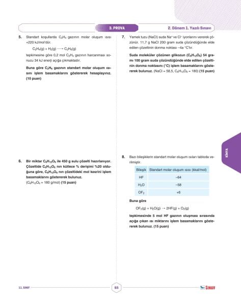 Sınav Yayınları 11. Sınıf Sayısal Tüm Dersler 2. Dönem 1. Yazılı Kitabı
