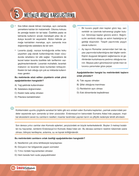 Sınav Yayınları Sınav Kalitesinde 6. Sınıf Paragraf Soru Bankası