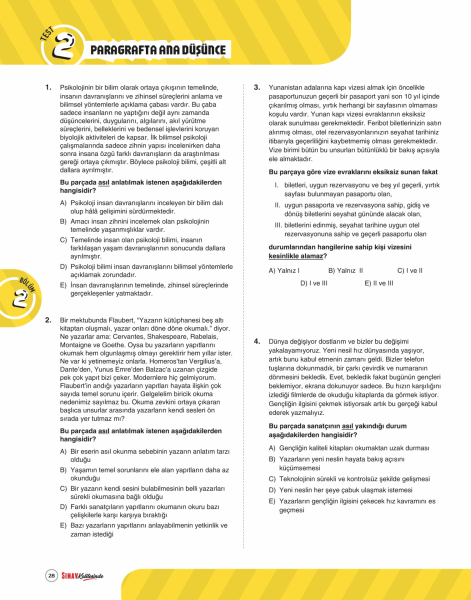 Sınav Yayınları Sınav Kalitesinde 10. Sınıf Paragraf Soru Bankası