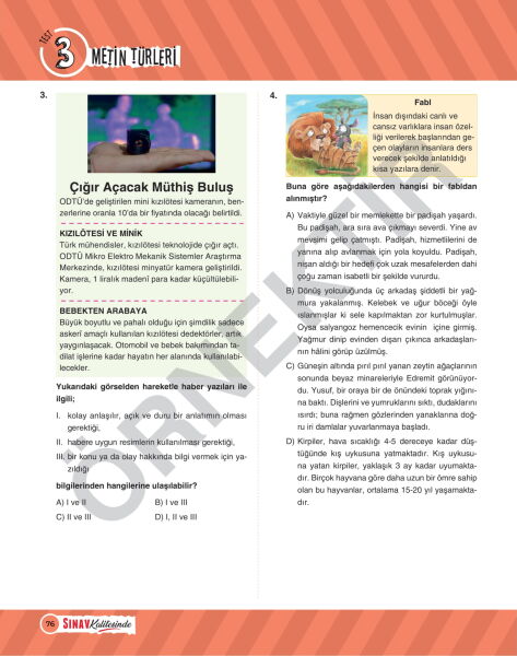 Sınav Yayınları Sınav Kalitesinde 7. Sınıf Paragraf Soru Bankası