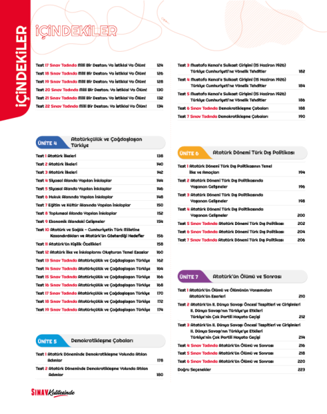 Sınav Yayınları Sınav Kalitesinde 8. Sınıf LGS T.C. İnkılap Tarihi ve Atatürkçülük Soru Bankası