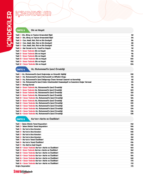 Sınav Yayınları Sınav Kalitesinde 8. Sınıf LGS Din Kültürü ve Ahlak Bilgisi Soru Bankası