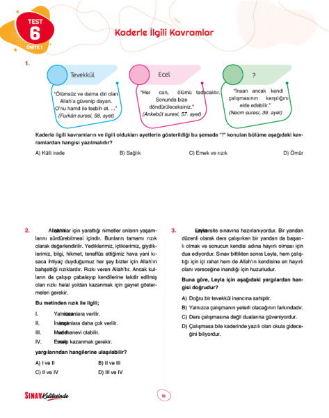 Sınav Yayınları Sınav Kalitesinde 8. Sınıf LGS Din Kültürü ve Ahlak Bilgisi Soru Bankası