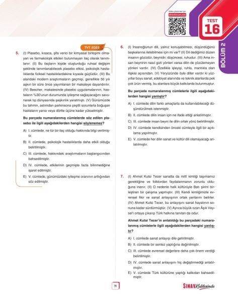 Sınav Yayınları Sınav Kalitesinde TYT Türkçe Soru Bankası