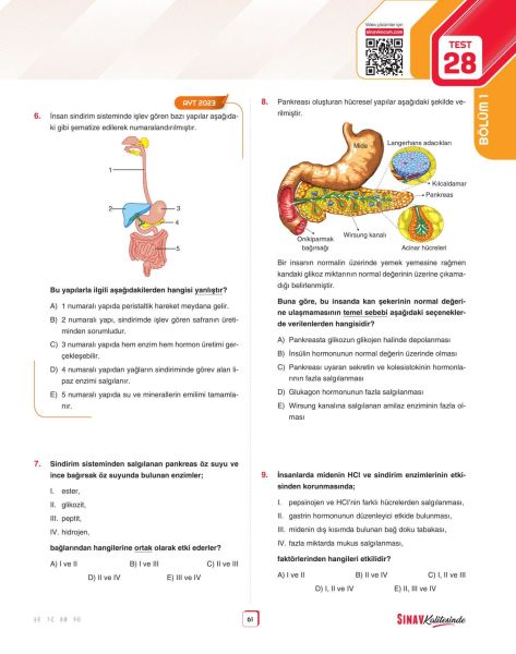 Sınav Yayınları Sınav Kalitesinde AYT Biyoloji Soru Bankası