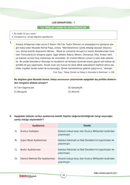 Sınav Karması 8. Sınıf LGS 3 Deneme