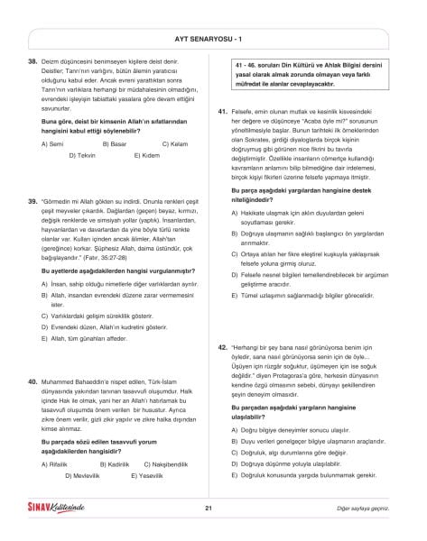 Sınav Karması AYT 3 Deneme