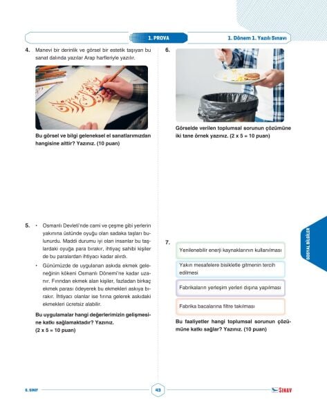 Sınav Yayınları 6. Sınıf Tüm Dersler 1. Dönem 1. Yazılı Kitabı