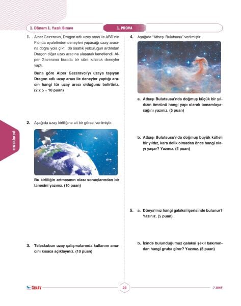 Sınav Yayınları 7. Sınıf Tüm Dersler 1. Dönem 1. Yazılı Kitabı