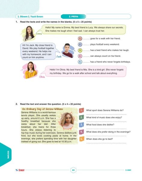 Sınav Yayınları 8. Sınıf Tüm Dersler 1. Dönem 1. Yazılı Kitabı