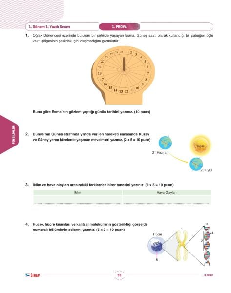 Sınav Yayınları 8. Sınıf Tüm Dersler 1. Dönem 1. Yazılı Kitabı