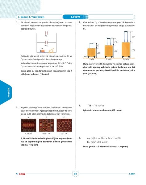 Sınav Yayınları 9. Sınıf Tüm Dersler 1. Dönem 1. Yazılı Kitabı