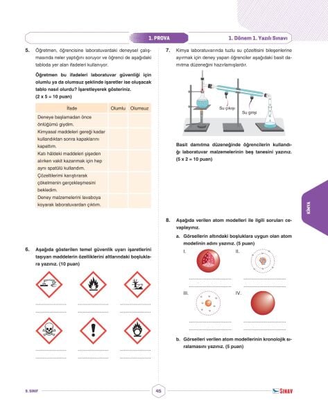 Sınav Yayınları 9. Sınıf Tüm Dersler 1. Dönem 1. Yazılı Kitabı
