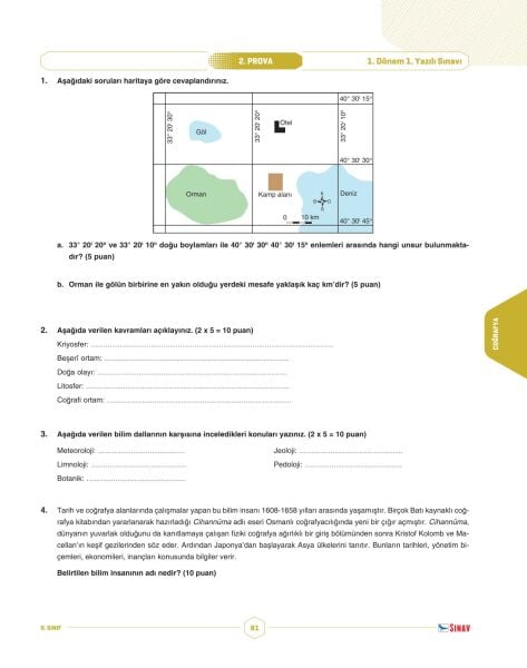 Sınav Yayınları 9. Sınıf Tüm Dersler 1. Dönem 1. Yazılı Kitabı