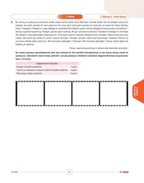 Sınav Yayınları 10. Sınıf Tüm Dersler 1. Dönem 1. Yazılı Kitabı