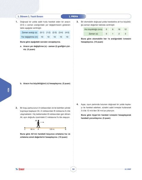 Sınav Yayınları 10. Sınıf Tüm Dersler 1. Dönem 1. Yazılı Kitabı