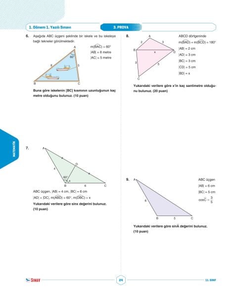 Sınav Yayınları 11. Sınıf Sayısal Tüm Dersler 1. Dönem 1. Yazılı Kitabı