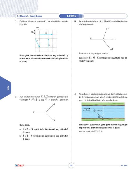 Sınav Yayınları 11. Sınıf Sayısal Tüm Dersler 1. Dönem 1. Yazılı Kitabı