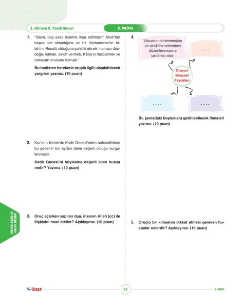 Sınav Yayınları 6. Sınıf Tüm Dersler 1. Dönem 2. Yazılı Kitabı
