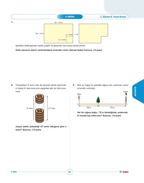Sınav Yayınları 9. Sınıf Tüm Dersler 1. Dönem 2. Yazılı Kitabı