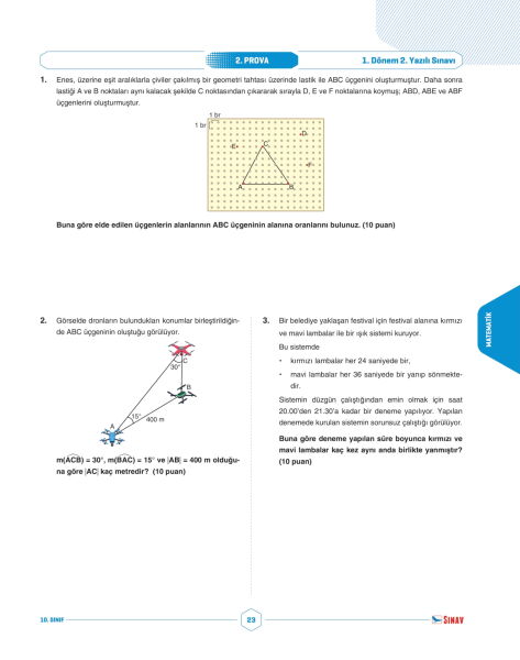 Sınav Yayınları 10. Sınıf Tüm Dersler 1. Dönem 2. Yazılı Kitabı