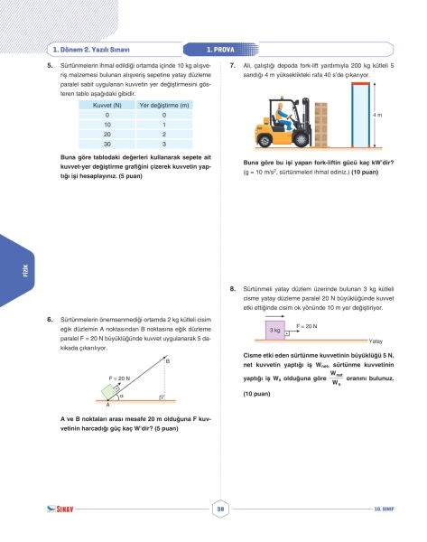 Sınav Yayınları 10. Sınıf Tüm Dersler 1. Dönem 2. Yazılı Kitabı